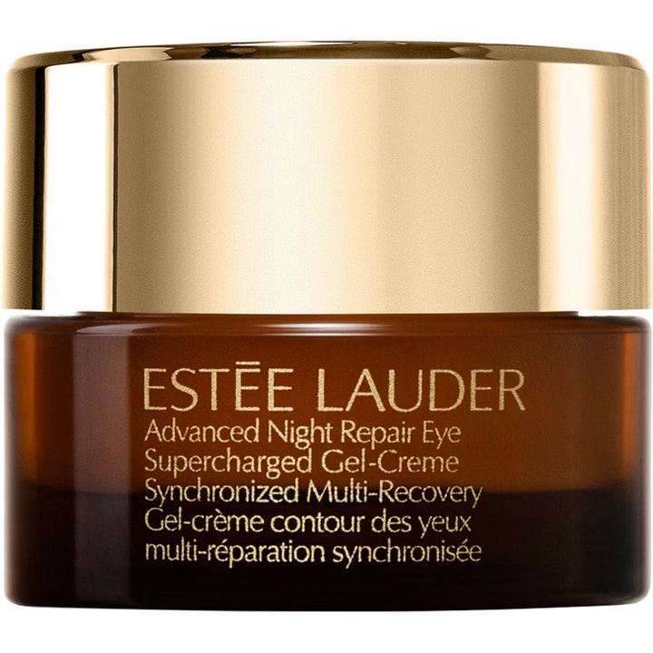 Estée Lauder Advanced Night Repair Eye 15 ml silmänympärysvoide tummiin silmänalusiin ruskeassa kultakantisessa purkissa.