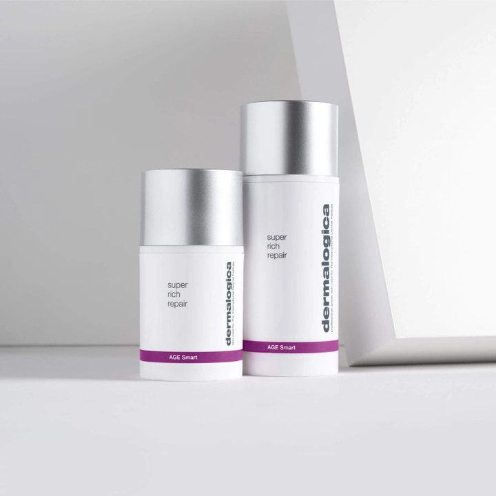 Dermalogica AGE Smart Super Rich Repair 50 ml ravitseva kasvovoide valkoisissa pumppupulloissa hopeisin korkein
