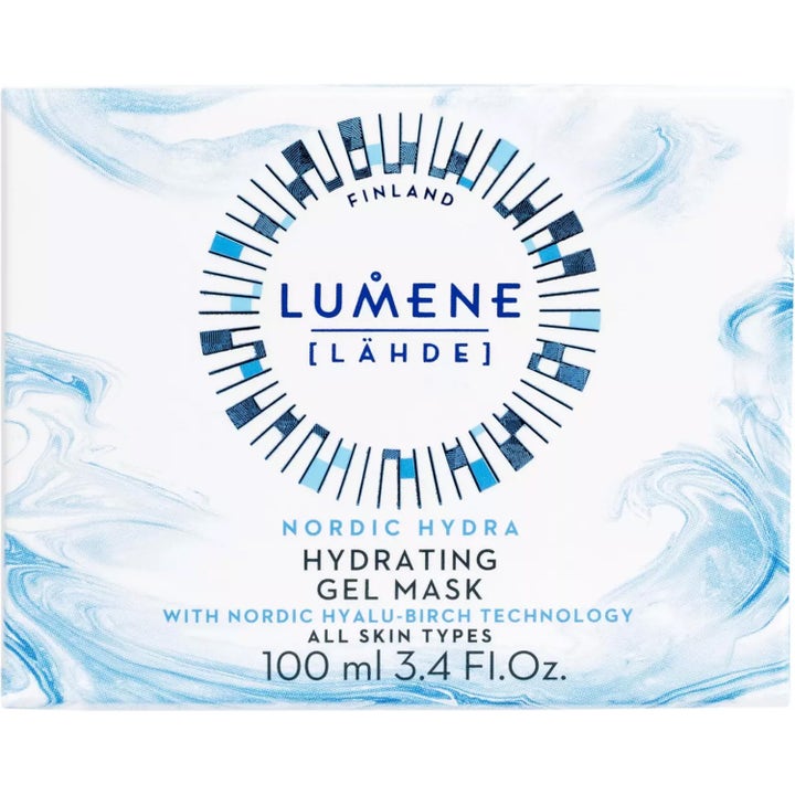 Lumene Nordic Hydra Lähde Hydrating Gel Mask 100 ml kosteuttava kasvonaamio sinivalkoisessa pahvipakkauksessa