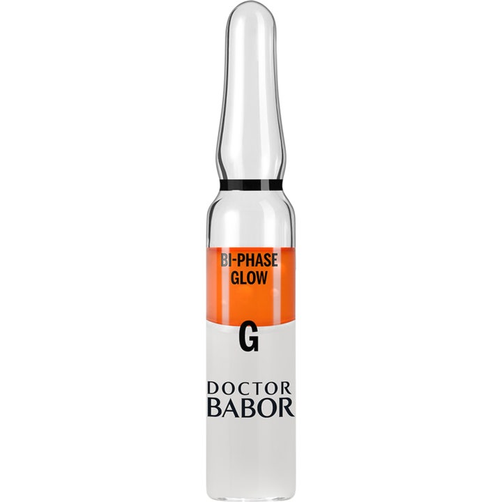 Doctor Babor Bi-Phase Glow 2 ml heleyttävä ampulli kirkkaassa lasissa sisältää oranssia ja kirkasta seerumia