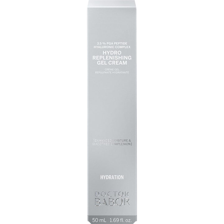 Babor DOC Hydro Replenishing Gel Cream 50 ml silottava kasvovoide hopeisessa pakkauksessa jossa PGA-peptidiä.
