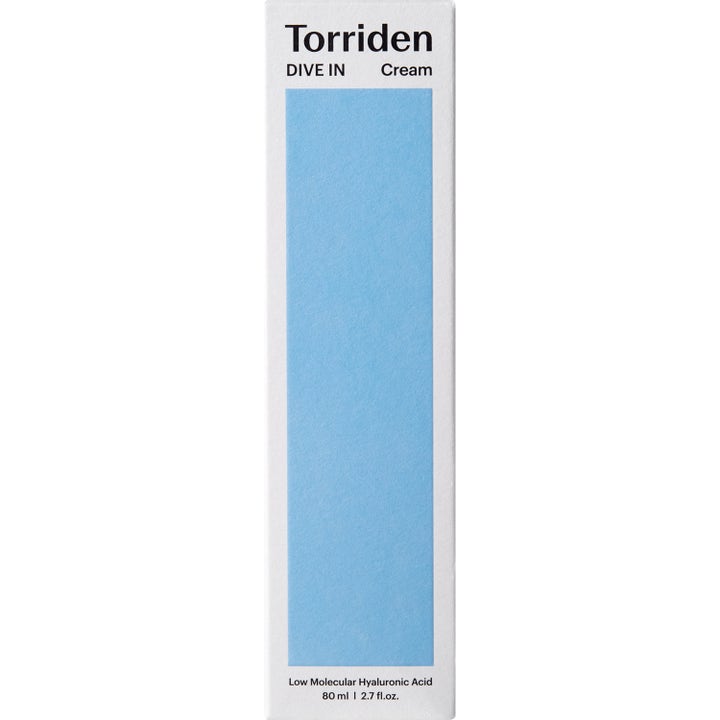 Torriden DIVE-IN Low Molecular Hyaluronic Acid Cream 80 ml kosteuttava kasvovoide valkoisessa pahvipakkauksessa.