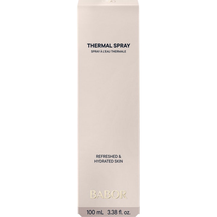 Babor Thermal Spray 100 ml virkistävä face mist valkoisessa tyylikkäässä pahvipakkauksessa.