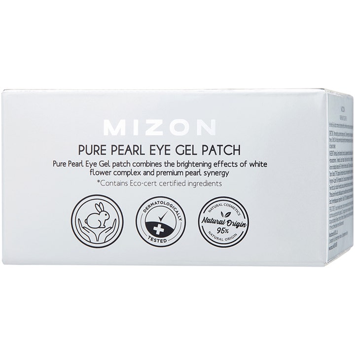 Mizon Premium Pure Pearl Eye Gel Patch 60 kpl kirkastava silmänympäryshoito valkoisessa pahvipakkauksessa