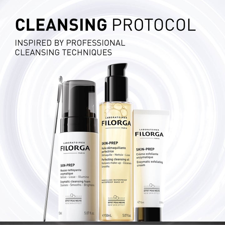 Filorga Skin-Prep Enzymatic Cleansing Foam 150 ml puhdistusvaahto ja muut Skin-Prep-sarjan tuotteet.