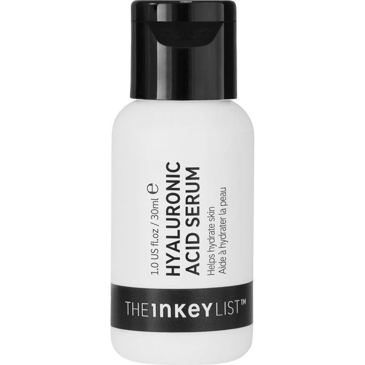 The Inkey List Hyaluronic Acid Serum 30 ml kosteuttava seerumi valkoisessa pullossa mustalla korkilla