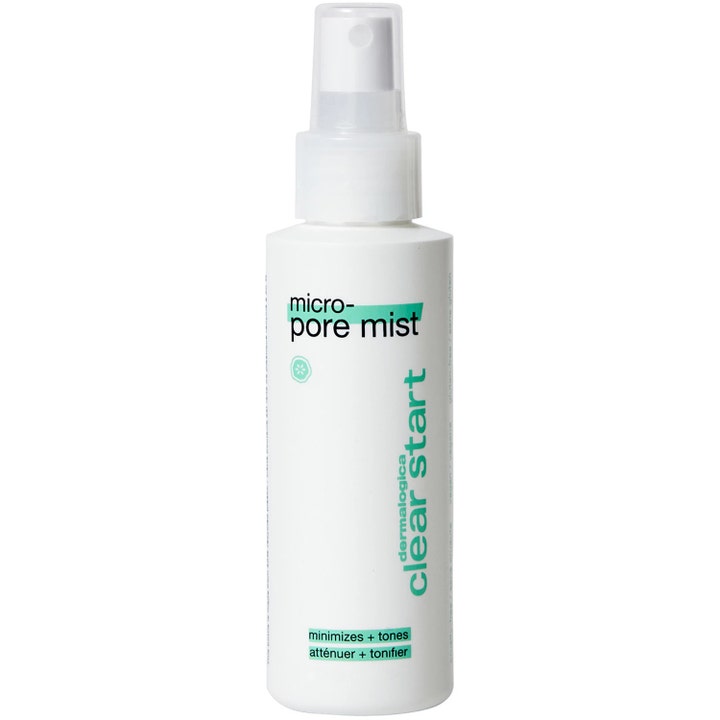 Dermalogica Clear Start Micro-Pore Mist ihohuokosia supistava kasvosuihke valkoisessa suihkepullossa