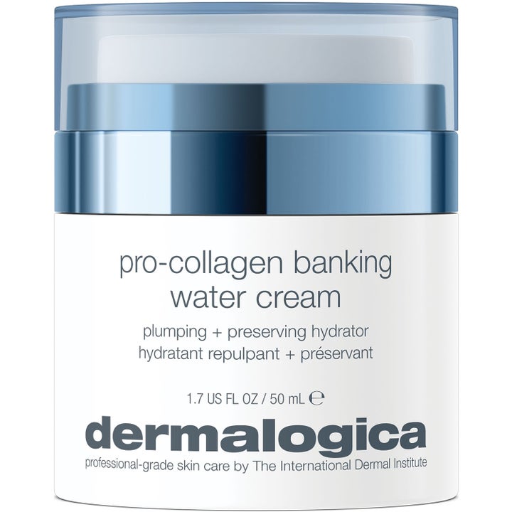 Dermalogica Pro-Collagen Banking Water Cream 50 ml täyteläistävä kasvovoide valkoisessa purkissa sinisellä korkilla