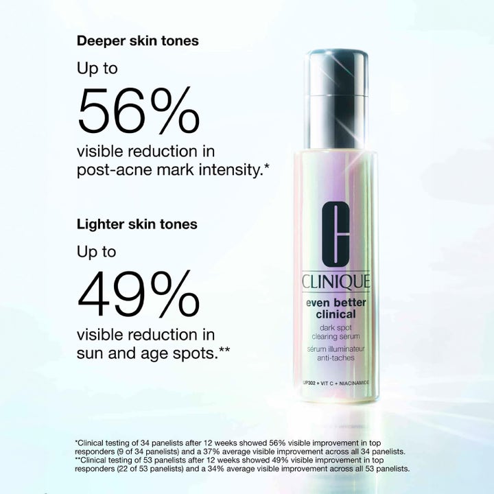 Clinique Even Better Dark Spot Clearing Serum 30 ml seerumi helmiäispullossa vähentää pigmenttiläiskiä jopa 56 %.