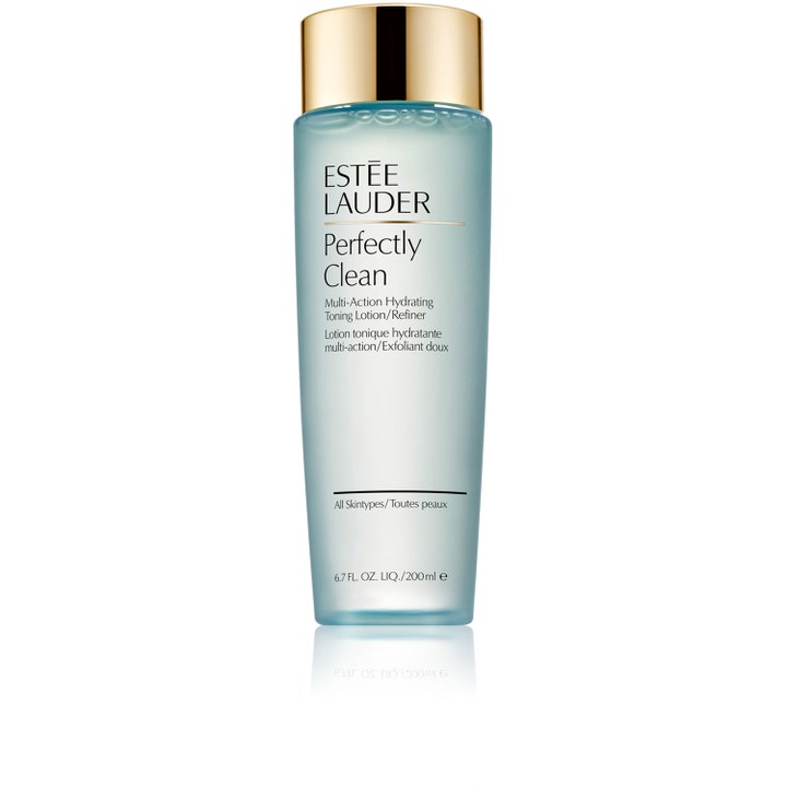 Estée Lauder Perfectly Clean 200 ml kosteuttava kasvovesi vaaleansinisessä pullossa kultaisella korkilla