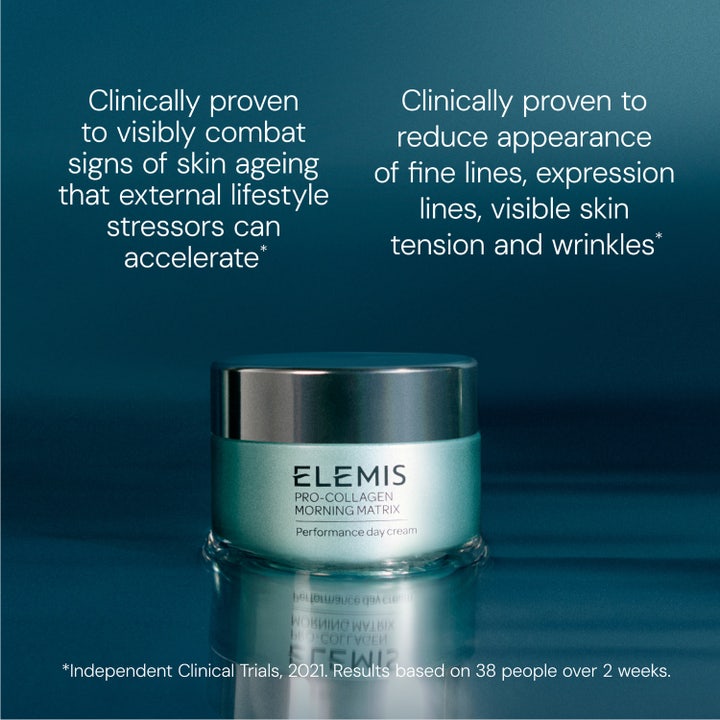Elemis Pro-Collagen Morning Matrix 50 ml ryppyjä vähentävä päivävoide turkoosinsinisessä purkissa hopeisella kannella