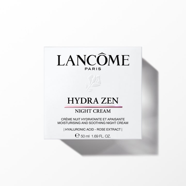 Lancôme Hydra Zen Night Cream 50 ml kosteuttava yövoide valkoisessa pahvipakkauksessa ruusu-uutteella.