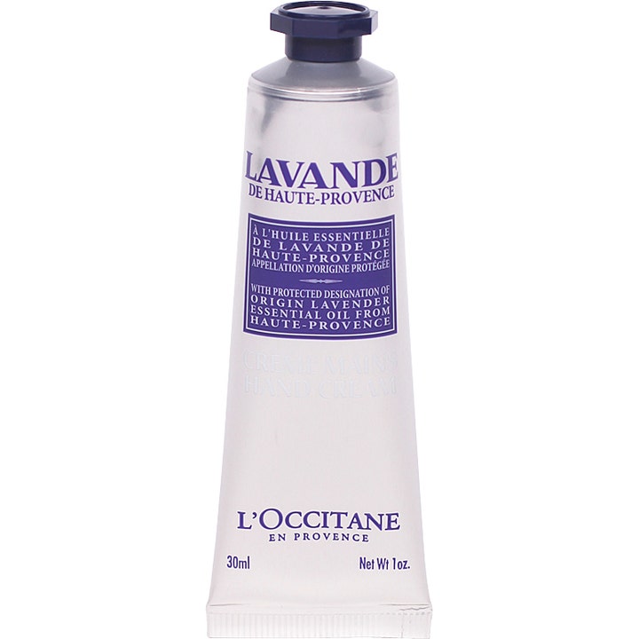L'Occitane Lavande Hand Cream 30 ml kosteuttava käsivoide hopeisessa tuubissa violetilla korkilla