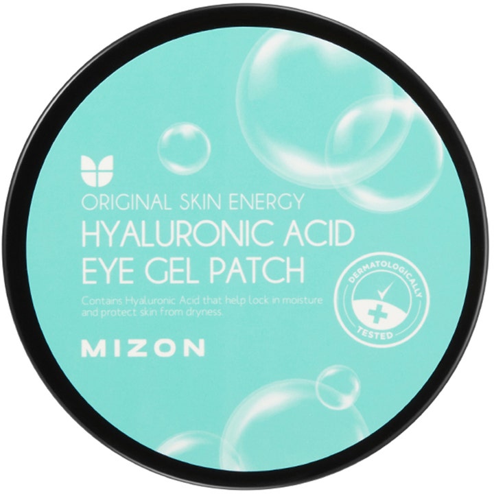 Mizon Hyaluronic Acid Eye Gel Patch 60 kpl kosteuttava geelinaamio silmille turkoosissa pyöreässä purkissa.
