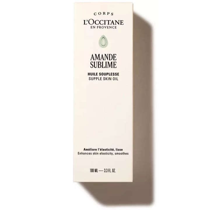 L'Occitane en Provence Almond Supple Skin Oil 100 ml kiinteyttävä vartaloöljy vihreässä pahvipakkauksessa