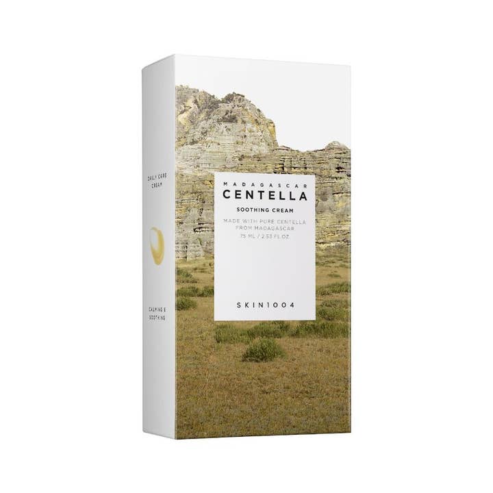 SKIN1004 Madagascar Centella Soothing Cream 75 ml rauhoittava kasvovoide valkoisessa maisemakuvioidussa pakkauksessa