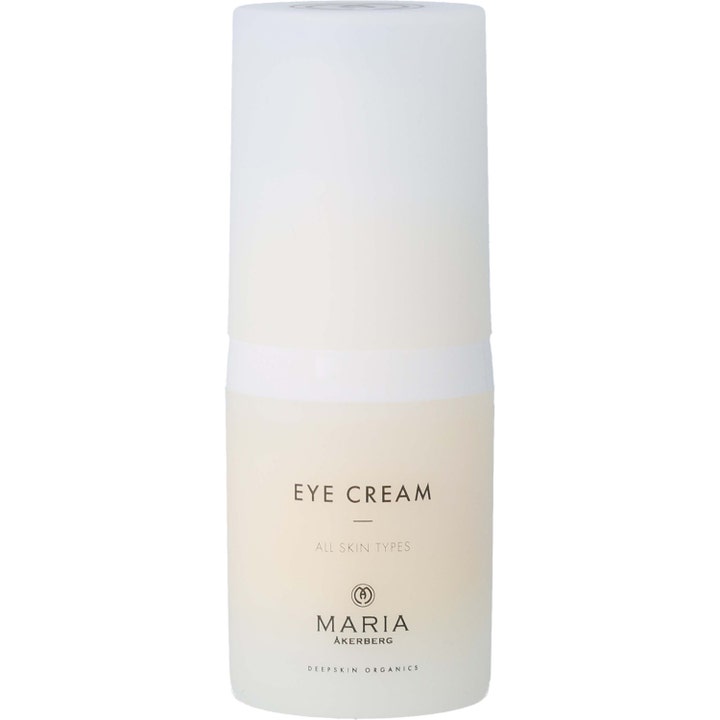 Maria Åkerberg Eye Cream kosteuttava silmänympärysvoide valkoisessa minimalistisessa pumppupullossa.
