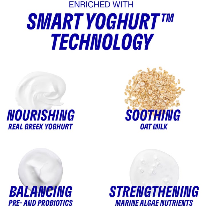 KORRES Smart Yoghurt Probiotic Super Serum 30 ml ravitseva seerumi esittelee jogurtin ja kauramaidon hyödyt.