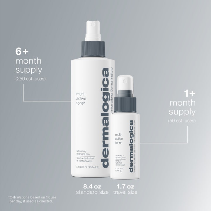 Dermalogica Multi-Active Toner 250 ml kosteuttava kasvovesi suihkutetaan hienojakoisena sumuna kasvoille.