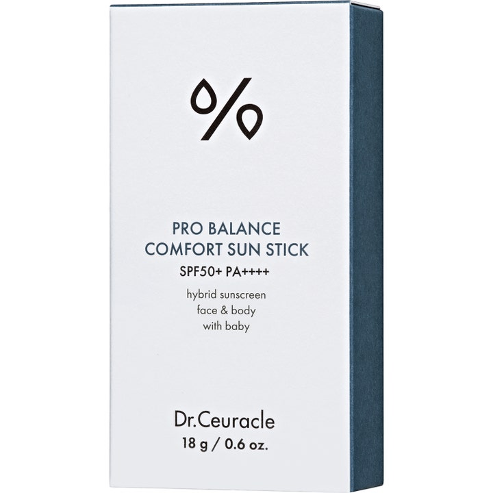Dr. Ceuracle Pro Balance Sun Stick 18 g aurinkosuojapuikko SPF 50+ valkoisessa ja sinisessä pahvipakkauksessa.