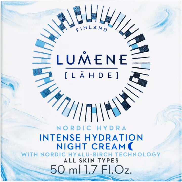 Lumene Nordic Hydra Intense Hydration Night Cream 50 ml tehokosteuttava yövoide valkoisessa pahvipakkauksessa.