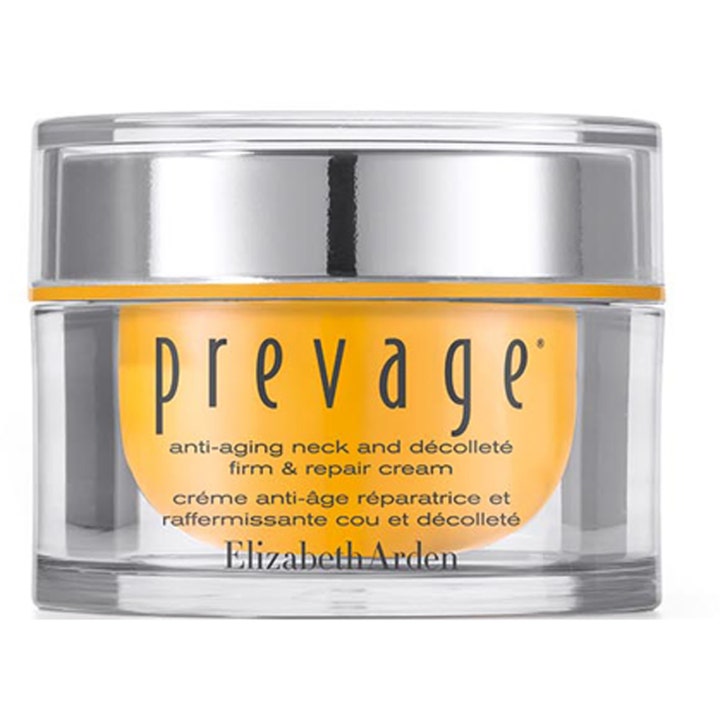 Elizabeth Arden Prevage Anti-aging Neck and Décolleté Firm & Repair Cream kiinteyttävä voide hopeakantisessa purkissa