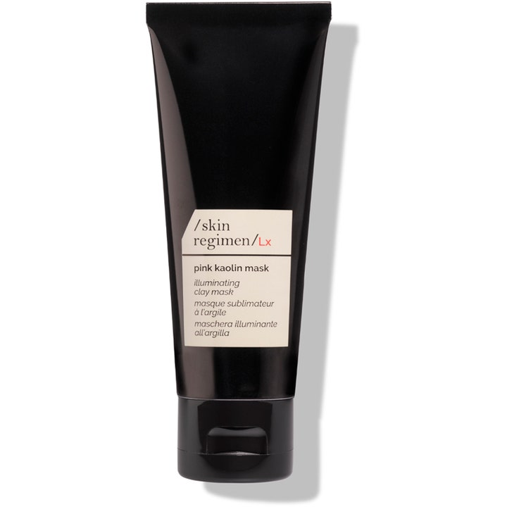 /skin regimen/Lx Pink Kaolin Mask 75 ml heleyttävä savinaamio tyylikkäässä mustassa tuubissa.