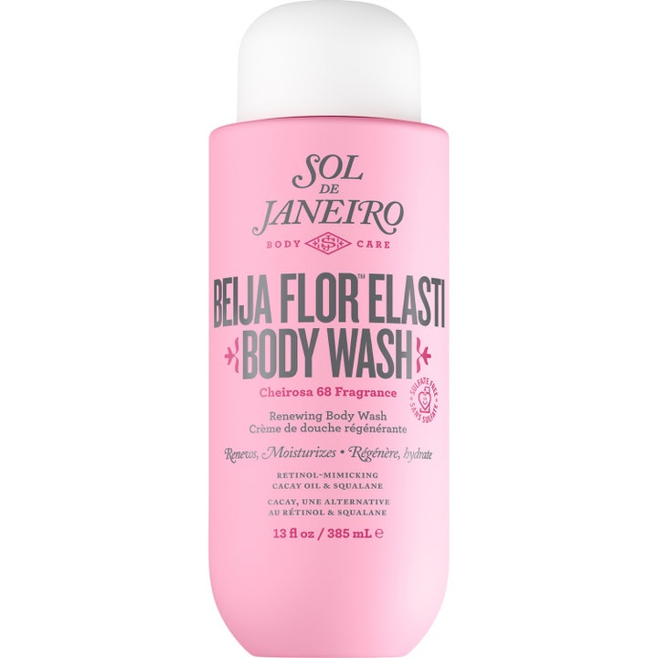 Sol de Janeiro Beija Flor Renewing Body Wash 385 ml uudistava suihkugeeli vaaleanpunaisessa pullossa valkoisella korkilla