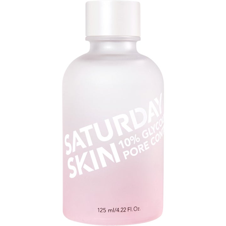 Saturday Skin 10% Glycolic Pore Control 125 ml kuoriva kasvovesi huurteisessa vaaleanpunaisessa liukuväripullossa