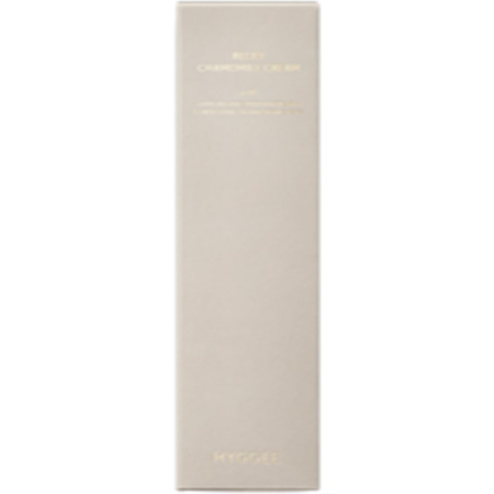 Hyggee Relief Chamomile Cream 85 g rauhoittava kasvovoide tyylikkäässä vaaleanbeigessä pahvikotelossa