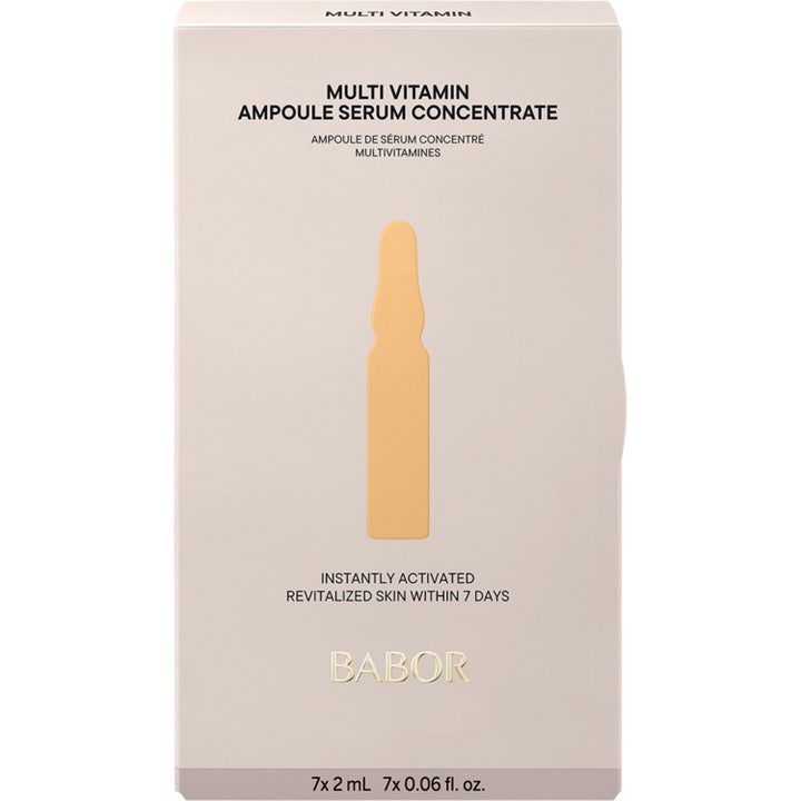 Babor Ampoule Multi Vitamin 14 ml elvyttävä vitamiiniseerumi vaaleassa pahvipakkauksessa jossa on ampullin kuva