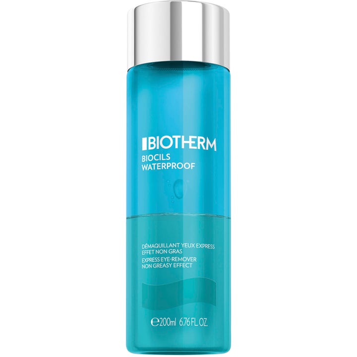 Biotherm Biocils Waterproof 200 ml silmämeikinpoistoaine puhdistaa tehokkaasti kirkkaassa sinisessä pullossa.