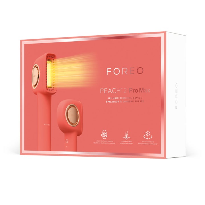 FOREO PEACH 2 Pro Max 1 kpl IPL-laite hiustenpoistoon persikanvärisessä pakkauksessa.