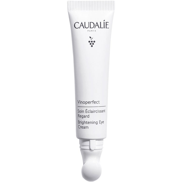 Caudalie Vinoperfect Brightening Eye Cream 15 ml kirkastava silmänympärysvoide valkoisessa tuubissa keraamisella kärjellä