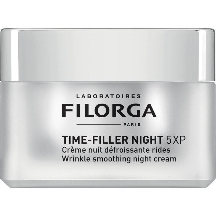 Filorga Time-Filler Night 5XP 50 ml ryppyjä silottava yövoide hopeisessa neliönmuotoisessa purkissa