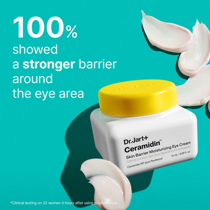 Dr.Jart+ Ceramidin Skin Barrier Moisturizing Eye Cream 15 ml vahvistava silmänympärysvoide keltaisella korkilla.
