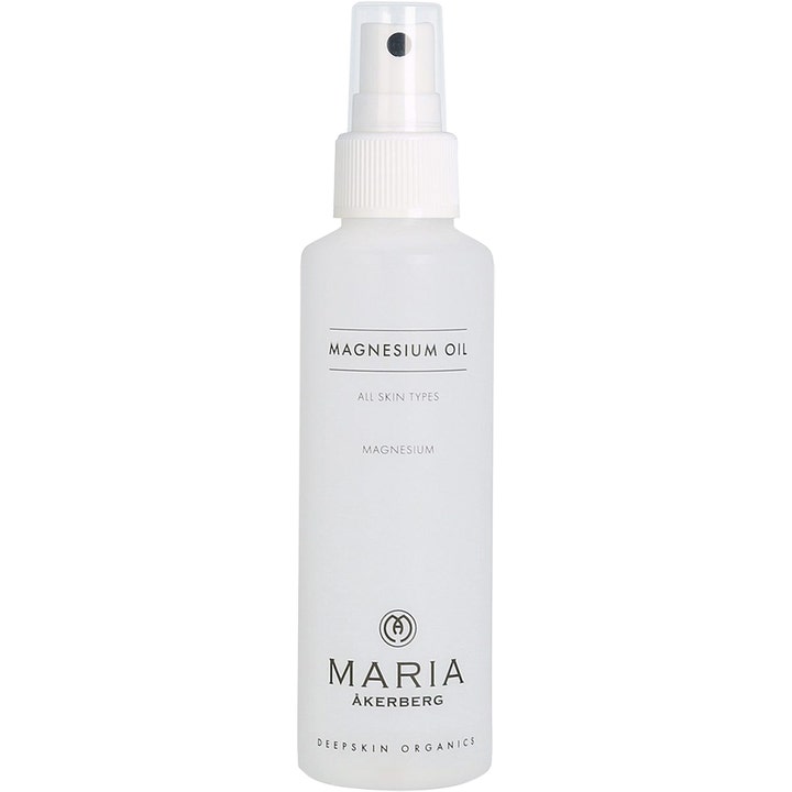 Maria Åkerberg Magnesium Oil 125 ml rentouttava magnesiumöljy valkoisessa muovisessa suihkepullossa