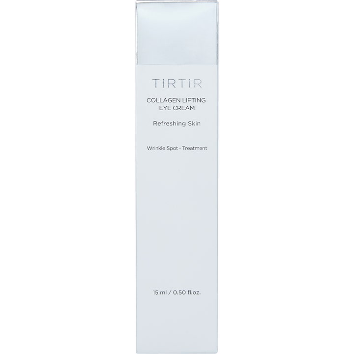 TIRTIR Collagen Lifting Eye Cream 15 ml kiinteyttävä silmänympärysvoide valkoisessa hopeayksityiskohtaisessa pakkauksessa