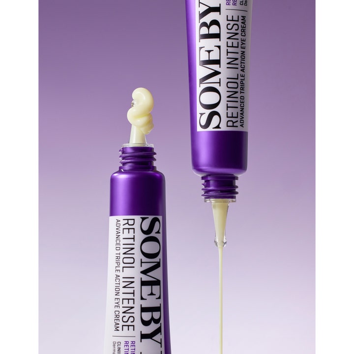Some By Mi Retinol Intense Advanced Triple Action Eye Cream 30 ml silmänympärysvoide ja kermainen koostumus violetissa tuubissa