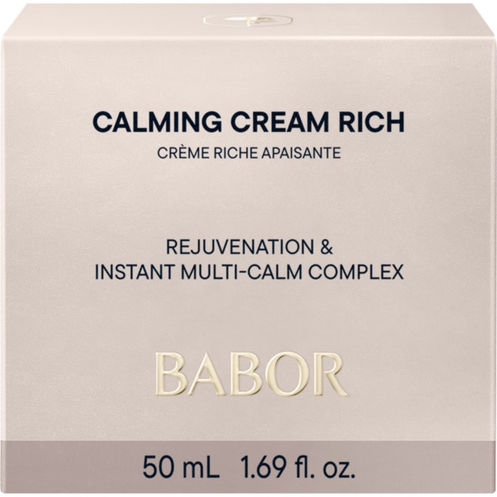 Babor Calming Cream Rich 50 ml rauhoittava kasvovoide punoitusta vastaan valkoisessa pakkauksessa pinkillä etiketillä