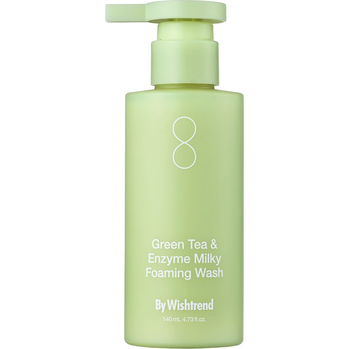 By Wishtrend Green Tea & Enzyme Milky Foaming Wash 140 ml kirkastava puhdistusvaahto vaaleanvihreässä pumppupullossa