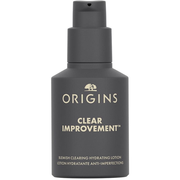 Origins Clear Improvement 50 ml epäpuhtauksia vähentävä kosteusvoide tummanharmaassa mattapintaisessa pumppupullossa