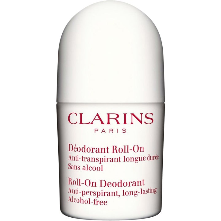 Clarins Roll-On Deodorant 50 ml pitkäkestoinen alkoholiton antiperspirantti valkoisessa pyöreässä muovipakkauksessa