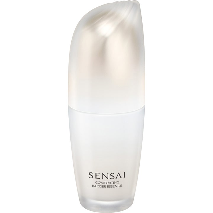 Sensai Comforting Barrier Essence 80 ml vahvistava seerumi huurteisessa lasipullossa jossa on helmiäishohtoinen korkki