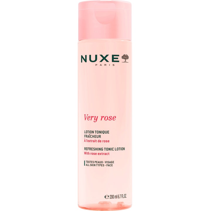 Nuxe Very Rose Refreshing Tonic Lotion 200 ml virkistävä kasvovesi vaaleanpunaisessa läpinäkyvässä pullossa