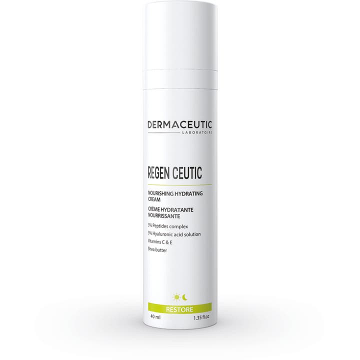 Dermaceutic Regen Ceutic 40 ml ravitseva kasvovoide valkoisessa pumppupullossa kosteuttaa ihoa hyaluronihapolla.