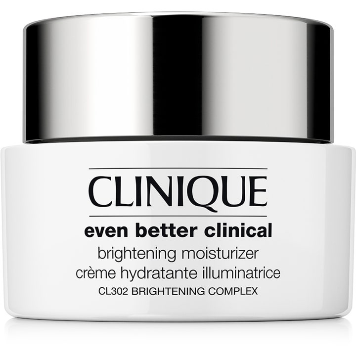 Clinique Even Better Clinical Brightening Moisturizer 50 ml heleyttävä kasvovoide valkoisessa purkissa hopeisella korkilla