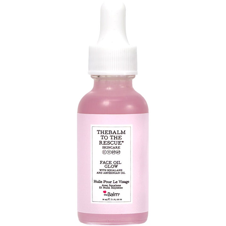 theBalm To The Rescue Face Oil Glow 30 ml heleyttävä kasvoöljy skvalaanilla vaaleanpunaisessa pipettipullossa