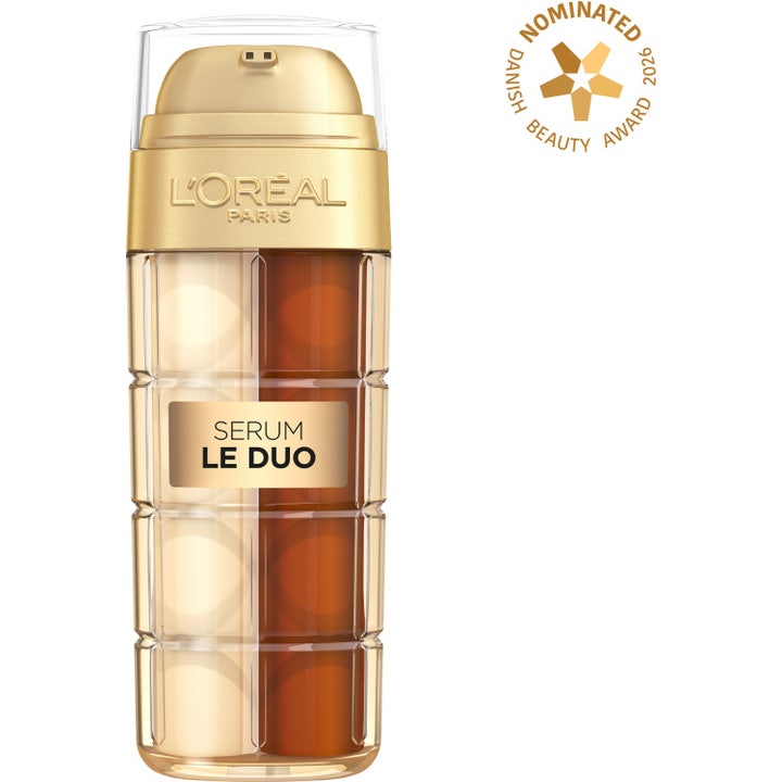 L'Oréal Paris Age Perfect Le Duo Age Defying Serum 30 ml ryppyjä silottava seerumi kultaisessa kaksoiskammiopullossa.