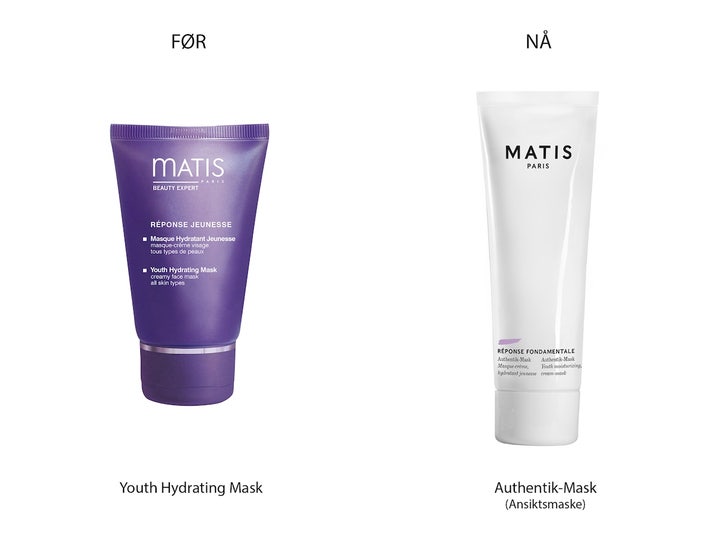Matis Fondamentale Authentik Mask 50 ml kosteuttava kasvonaamio vertailussa vanha lila ja uusi valkoinen tuubi